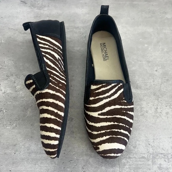 Michael Kors Other - Michael Kors Men’s Zebra-Print Slip-On Loafers - Brown & White